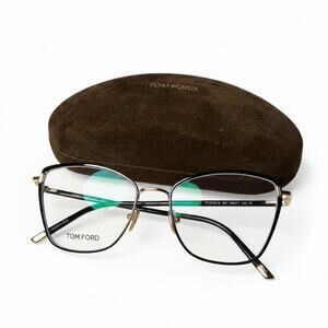 Tom Ford TF5740-B Eyeglasses in BLACK Gold Frame 54-17 Made in Italy